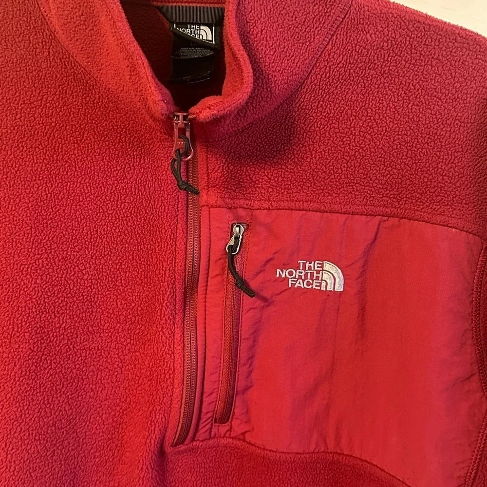 The North Face Classic Cozy Red Fleece 1/2 Zip Pullover Sz L